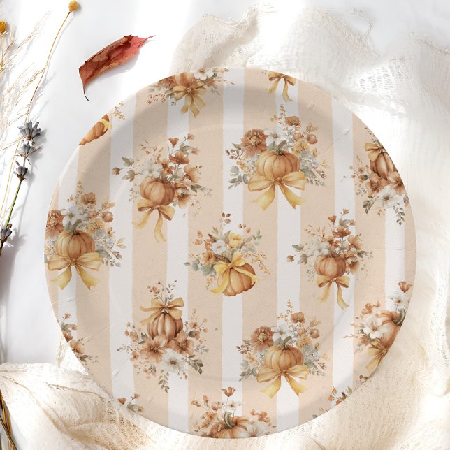 Prato De Papel Chá de Bebê Floral de Abóbora Elegante (Criador carregado)