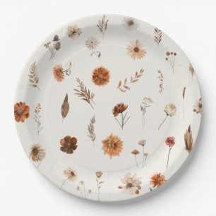 Prato De Papel Chá de Bebê Floral de Outono Boho