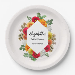 Prato De Papel Chá de Bebê Floral de Outono Dahlia