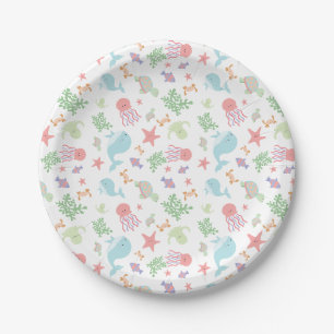 Prato De Papel Chá de Bebê Kawaii Sob o Mar Oceano Pastel