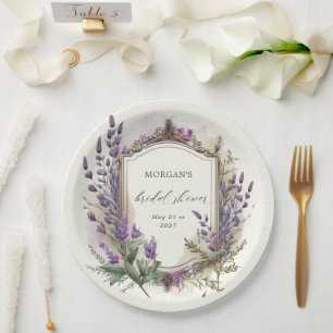 Prato De Papel Chá de Bebê Lavanda Real em Aquarela
