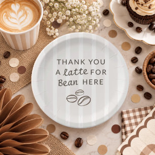 Prato De Papel Chá de Bebê Listras Temáticas de Café Moderno