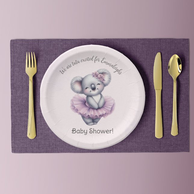 Prato De Papel Chá de Bebê Menina Bêbada Koala Tutu (Criador carregado)
