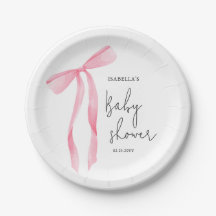 Chá de Bebê Menina com Laço Rosa Minimalista