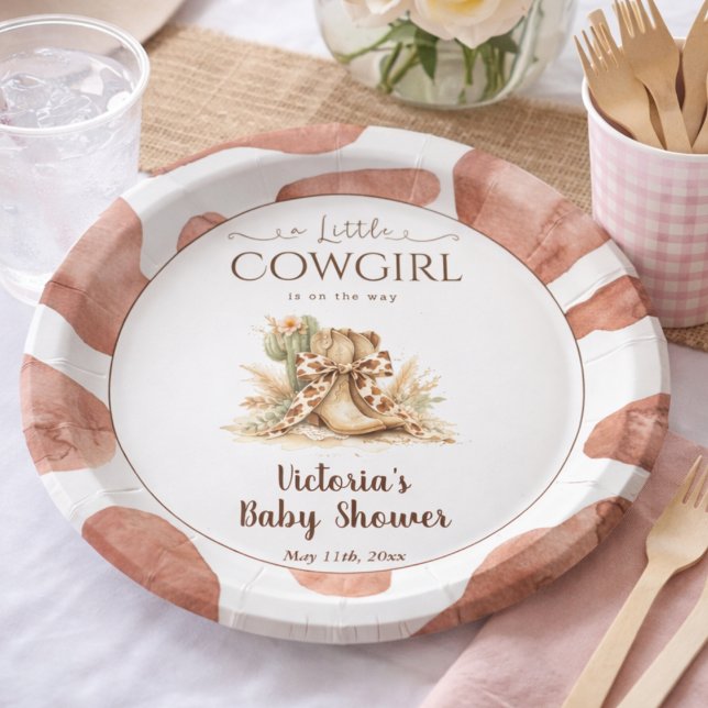 Prato De Papel Chá de Bebê Menina Cowgirl Western com Estampa de  (Criador carregado)