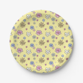 Prato De Papel Chá de Bebê Menina Floral Amarelo Doce e Caprichos
