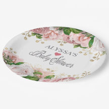 Chá de Bebê Menina Floral Rosa Dourado