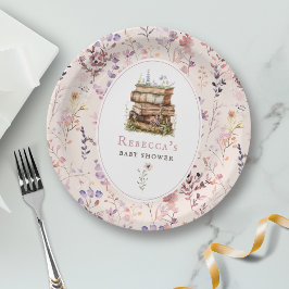 Prato De Papel Chá de bebê menina rosa floral