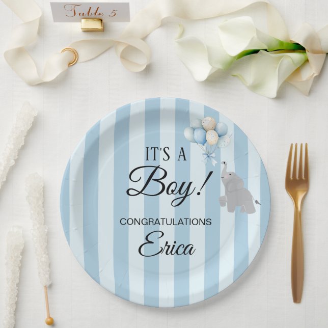Prato De Papel Chá de Bebê Menino (Casamento)