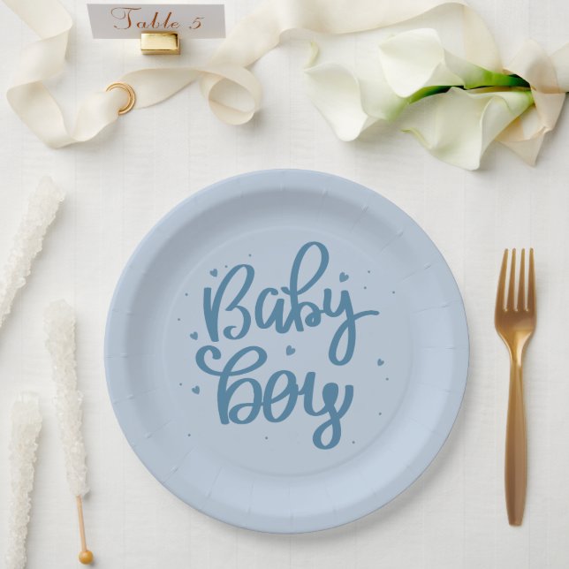 Prato De Papel Chá de Bebê Menino Azul (Casamento)