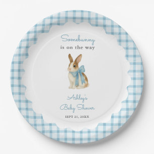 Prato De Papel Chá de Bebê Menino Bunny Azul Vintage