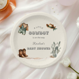 Prato De Papel Chá de Bebê Menino Cowboy Western