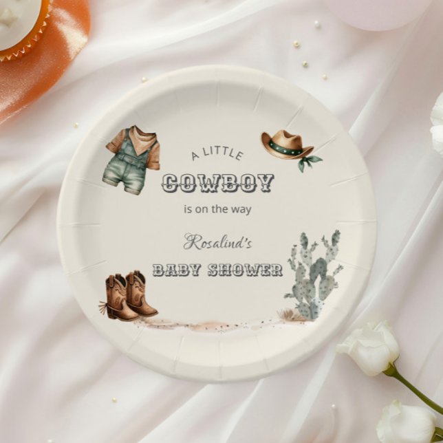 Prato De Papel Chá de Bebê Menino Cowboy Western (Criador carregado)