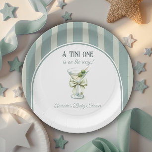 Prato De Papel Chá de Bebê Minimalista Retro Bow Tini One Martini