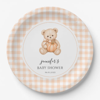 Prato De Papel Chá de Bebê Neutro Little Pumpkin Teddy