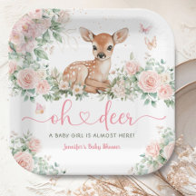 Chá de Bebê Oh Deer Menina Papel Rosa