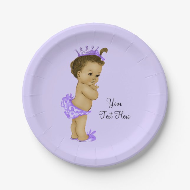Prato De Papel Chá de Bebê Princesa Étnica (Frente)