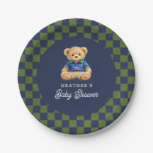 Chá de Bebê Retrô Xadrez Teddy Beary