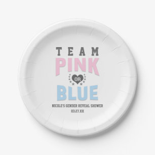 Prato De Papel Chá de Bebê Revelação de Gênero Time ROSA ou AZUL