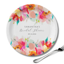 Chá de Bebê Rosa Floral Aquarela Moderna