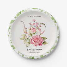 Chá de Bebê Rosa Verde Floral Flores Elegantes