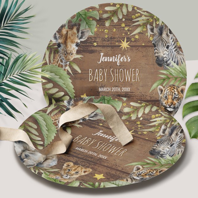 Prato De Papel Chá de Bebê Safari, Festa com Tema de Selva Rústic (Criador carregado)