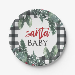 Prato De Papel Chá de Bebê Santa Baby Natal