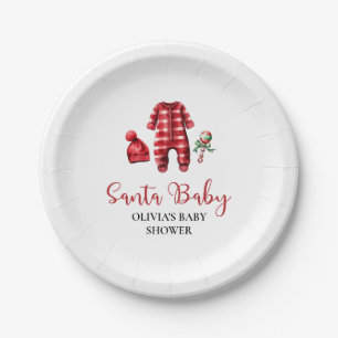 Prato De Papel Chá de Bebê Santa Baby Natal