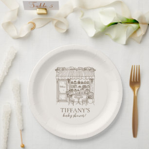 Prato De Papel Chá de Bebê Tema Paris Patisserie Francesa