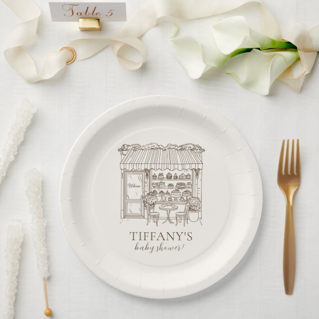 Prato De Papel Chá de Bebê Tema Paris Patisserie Francesa (Casamento)