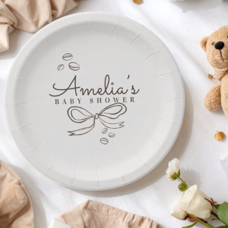 Prato De Papel Chá de Bebê Temático de Café com Arco Simples