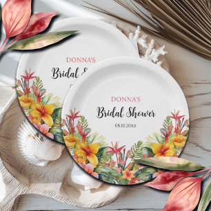 Prato De Papel Chá de Bebê Tropical Luau Havaiano