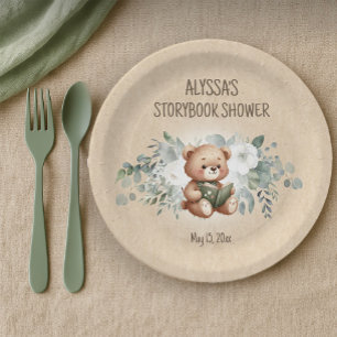 Prato De Papel Chá de Bebê Urso de Pelúcia Storybook