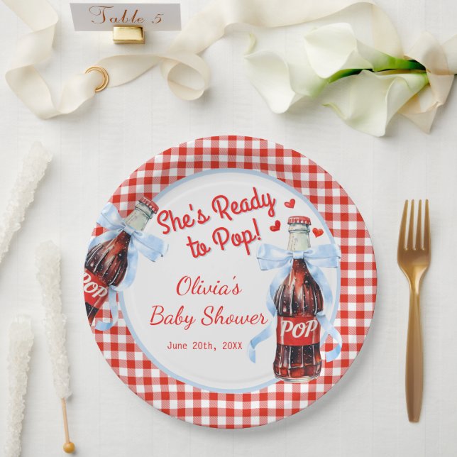 Prato De Papel Chá de Bebê Vermelho e Azul Pronto para Estourar (Casamento)