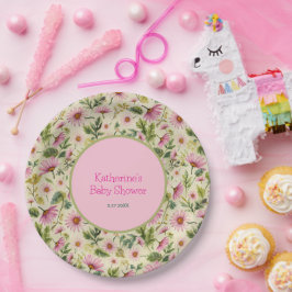 Prato De Papel Chá de Bebê Vibrante de Flores da Primavera
