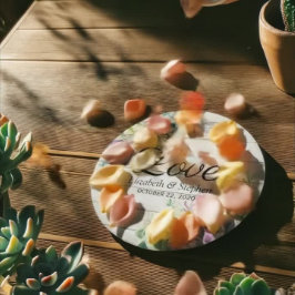 Prato De Papel Chá de casamento Aquarela Sucultiva Madeira Rústic