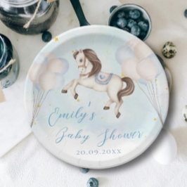 Prato De Papel Chá de estrelas de balões azuis de Pony