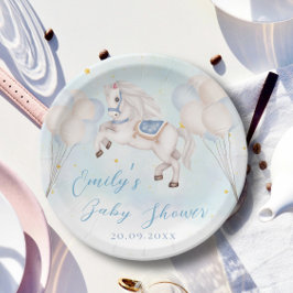 Prato De Papel Chá de estrelas de balões azuis de Pony