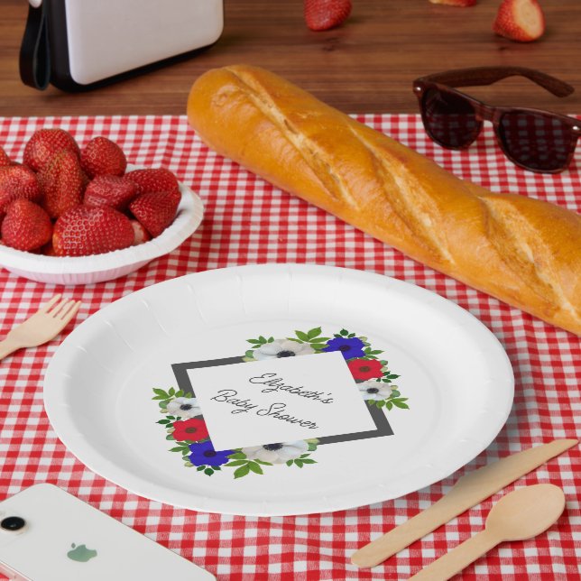 Prato De Papel Chá de fraldas Anemone de Panda Patriótico (Piquenique)