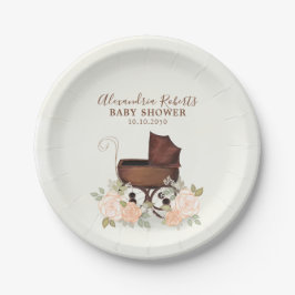 Prato De Papel Chá de fraldas Aquarela Verde Russo Floral