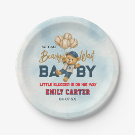 Prato De Papel Chá de fraldas Azul de Baseball com Pequeno Espelh