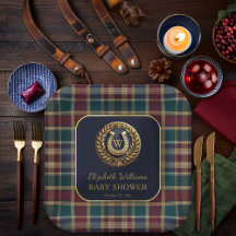 Chá de fraldas Azul de Ferradura Dourada de pré-di