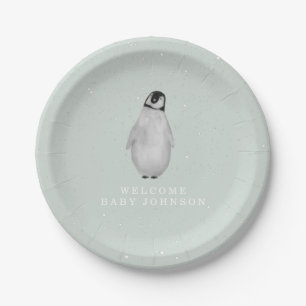 Prato De Papel Chá de fraldas Azul de inverno Baby Penguin