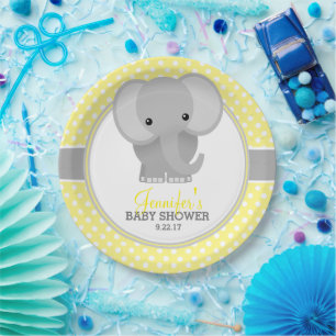 Prato De Papel Chá de fraldas Baby Elephant (amarelo)