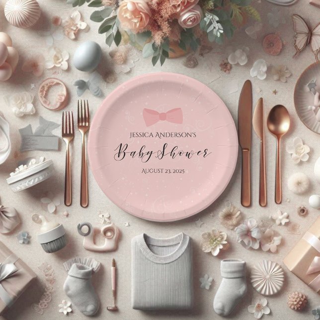 Prato De Papel Chá de fraldas Basta um Arco rosa-bonito (Criador carregado)