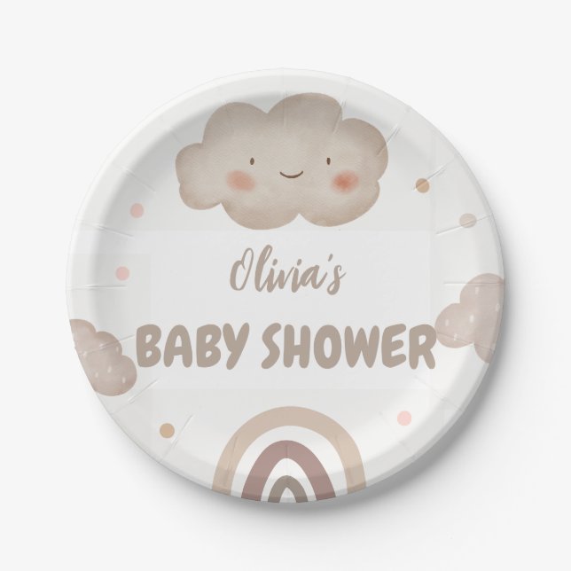 Prato De Papel Chá de fraldas Beige Watercolor (Frente)