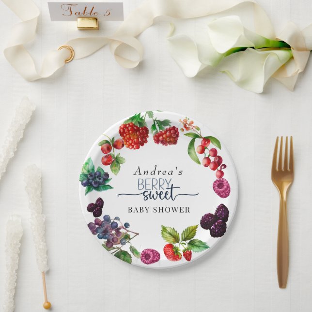Prato De Papel Chá de fraldas Berry Sweet (Casamento)