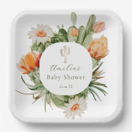 Prato De Papel Chá de fraldas Boho Cactus