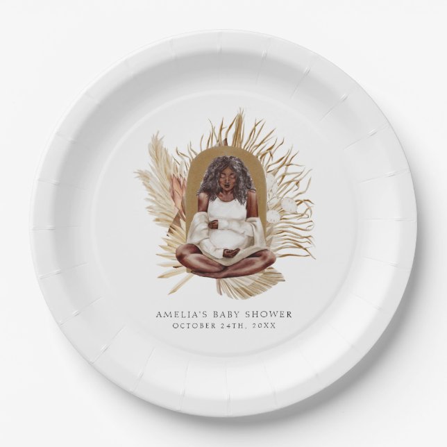 Prato De Papel Chá de fraldas Boho Florals (Frente)