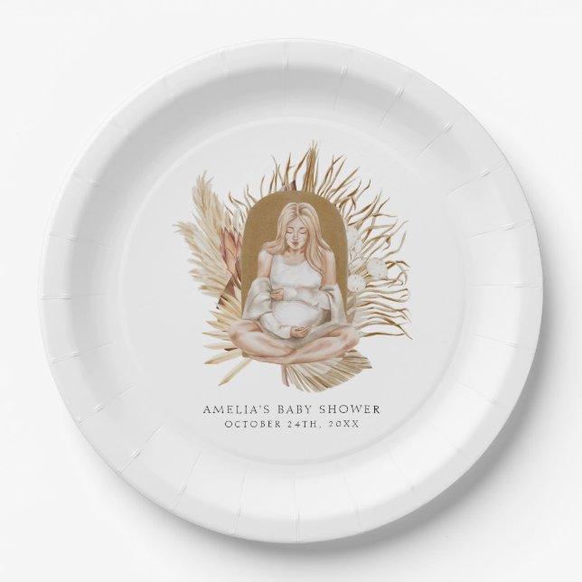 Prato De Papel Chá de fraldas Boho Florals (Frente)